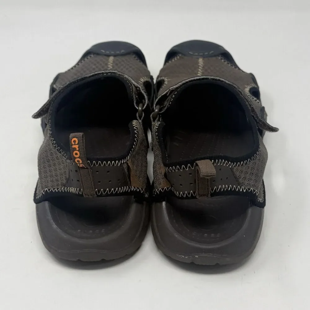 Crocs Swiftwater Mesh Deck Sandals Shoes Mens 10 Brown Fisherman Water Comfort